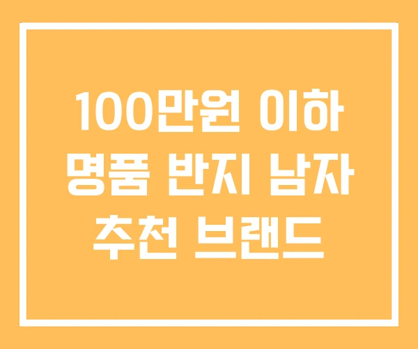 100만원 이하 명품 반지 남자 추천 브랜드