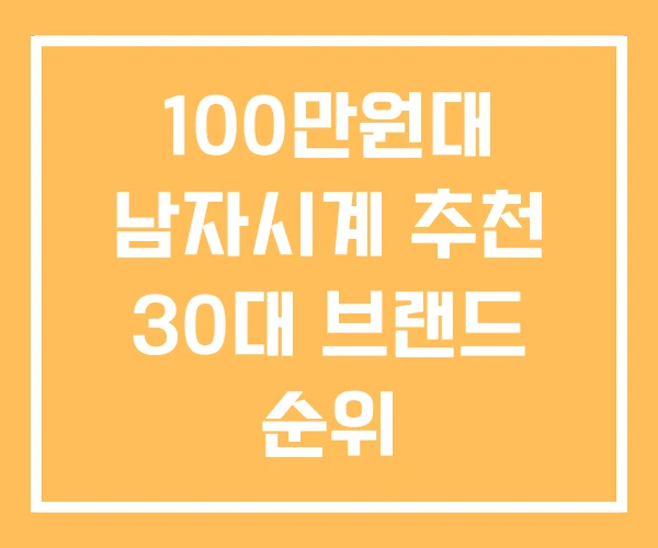 100만원대 남자시계 추천 30대 브랜드 순위 100만원대 남자시계 추천 30대 브랜드 순위