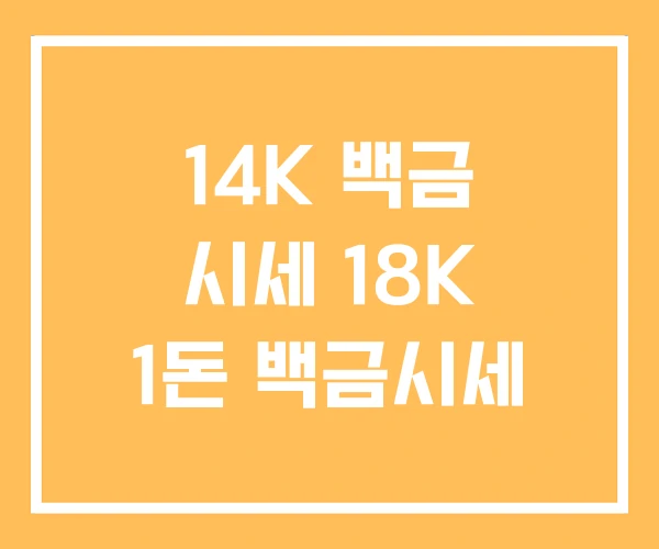 14K 백금 시세 18K 1돈 백금시세