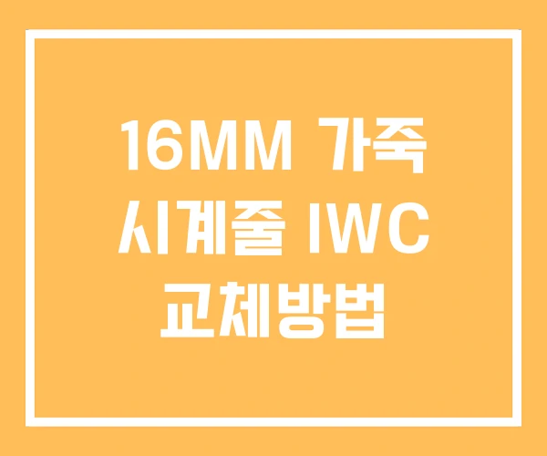 16MM 가죽 시계줄 IWC 교체방법