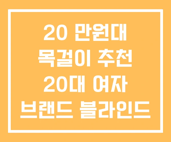 20 만원대 목걸이 추천 20대 여자 브랜드 블라인드