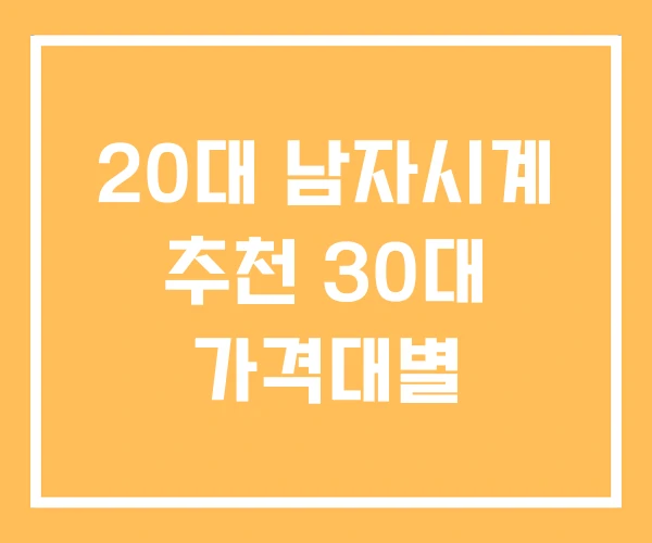 20대 남자시계 추천 30대 가격대별 20대 남자시계 추천 30대 가격대별
