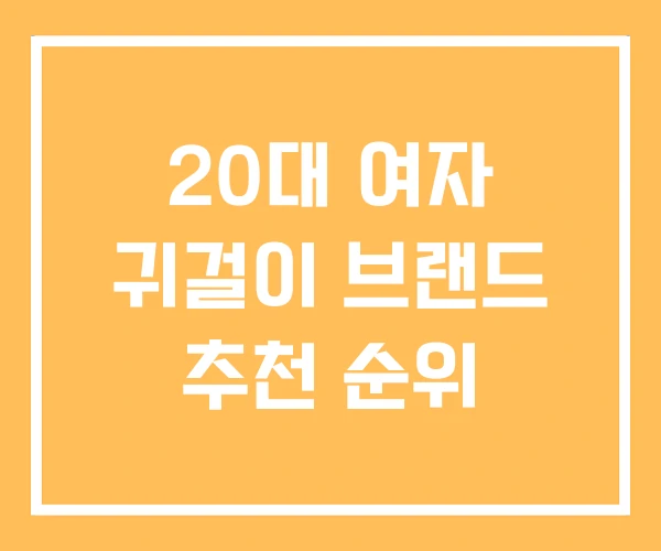 20대 여자 귀걸이 브랜드 추천 순위 20대 여자 귀걸이 브랜드 추천 순위