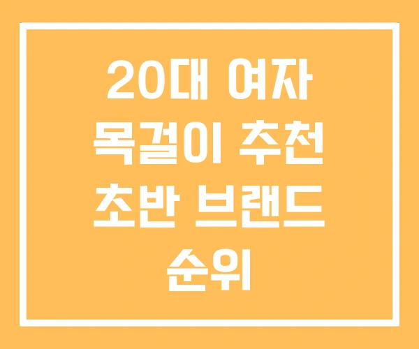 20대 여자 목걸이 추천 초반 브랜드 순위