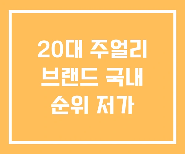 20대 주얼리 브랜드 국내 순위 저가