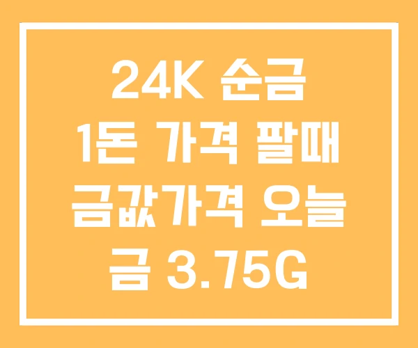 24K 순금 1돈 가격 팔때 금값가격 오늘 금 3.75G