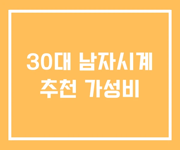 30대 남자시계 추천 가성비 30대 남자시계 추천 가성비