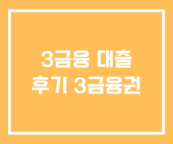 3금융 대출 후기 3금융권 3금융 대출 후기 3금융권