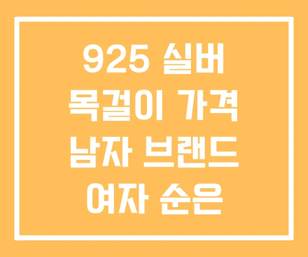 925 실버 목걸이 가격 남자 브랜드 여자 순은
