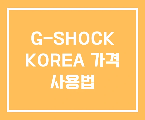 G-SHOCK KOREA 가격 사용법