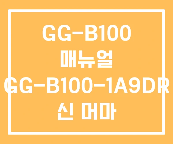 GG-B100 매뉴얼 GG-B100-1A9DR 신 머마 GG-B100 매뉴얼 GG-B100-1A9DR 신 머마