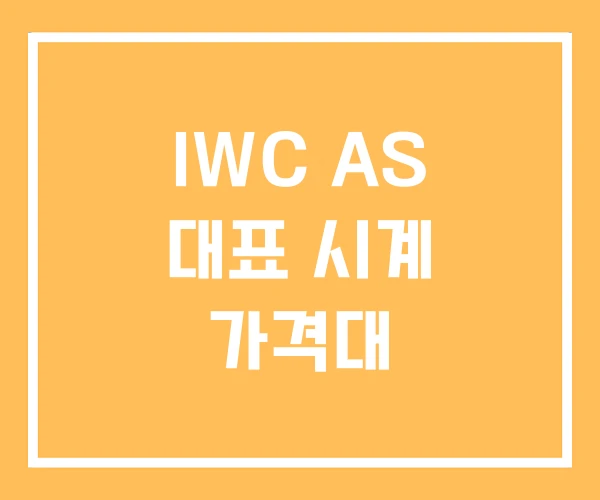 IWC AS 대표 시계 가격대 IWC AS 대표 시계 가격대