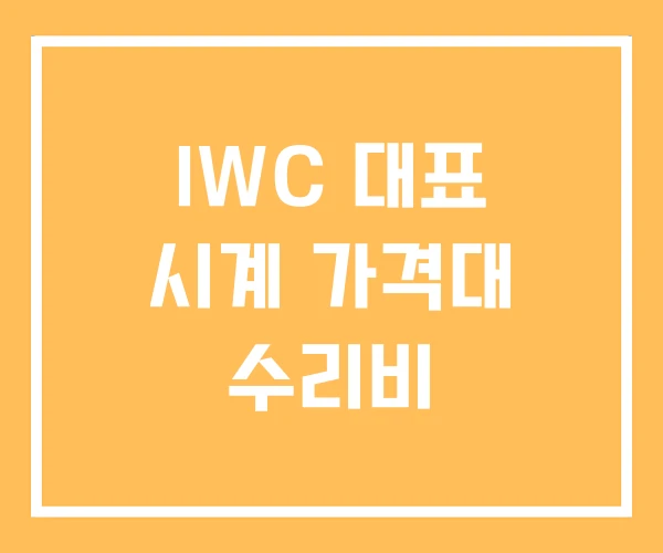 IWC 대표 시계 가격대 수리비 IWC 대표 시계 가격대 수리비