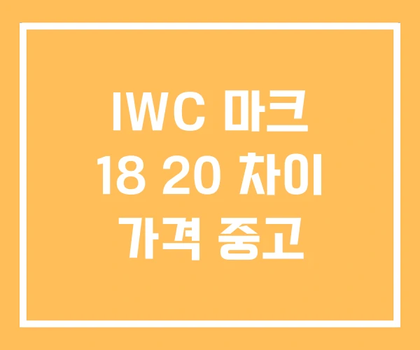 IWC 마크 18 20 차이 가격 중고