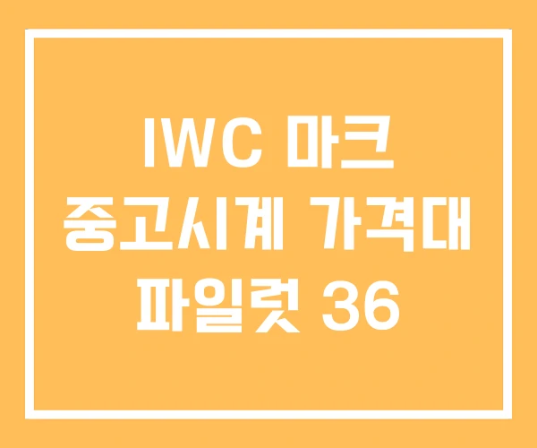 IWC 마크 중고시계 가격대 파일럿 36 IWC 마크 중고시계 가격대 파일럿 36