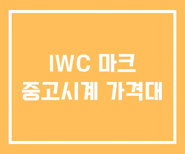 IWC 마크 중고시계 가격대