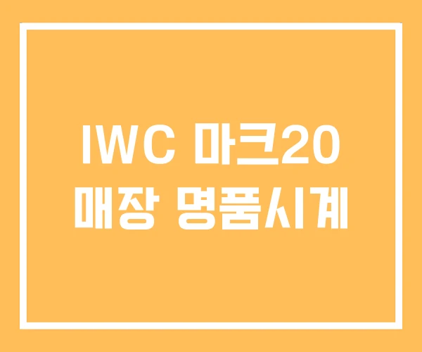 IWC 마크20 매장 명품시계 IWC 마크20 매장 명품시계