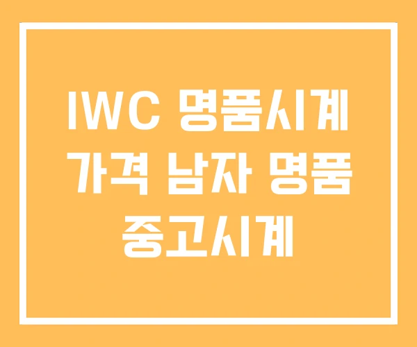 IWC 명품시계 가격 남자 명품 중고시계 IWC 명품시계 가격 남자 명품 중고시계