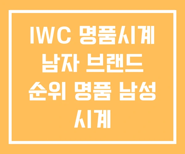 IWC 명품시계 남자 브랜드 순위 명품 남성 시계
