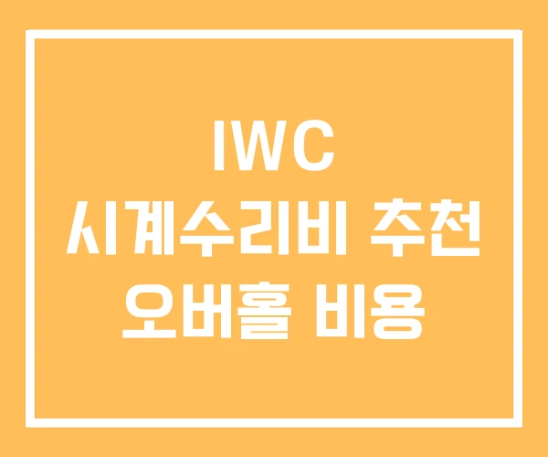 IWC 시계수리비 추천 오버홀 비용 IWC 시계수리비 추천 오버홀 비용