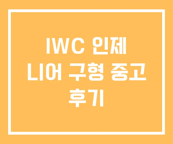 IWC 인제 니어 구형 중고 후기 IWC 인제 니어 구형 중고 후기