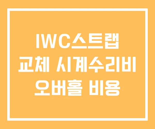 IWC스트랩 교체 시계수리비 오버홀 비용 IWC스트랩 교체 시계수리비 오버홀 비용