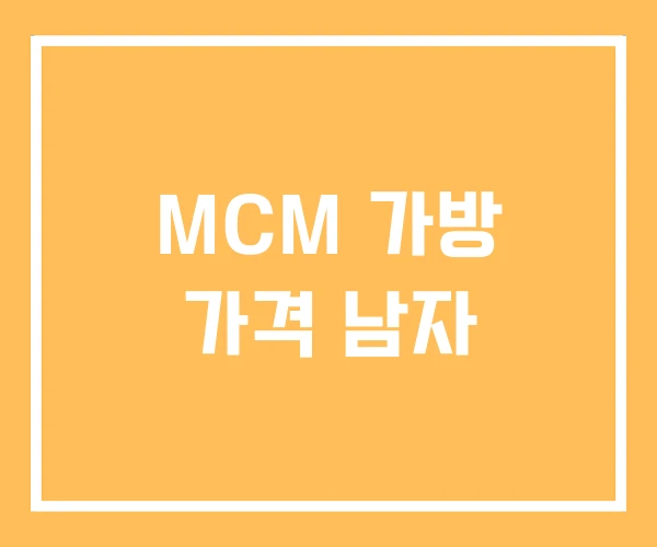 MCM 가방 가격 남자
