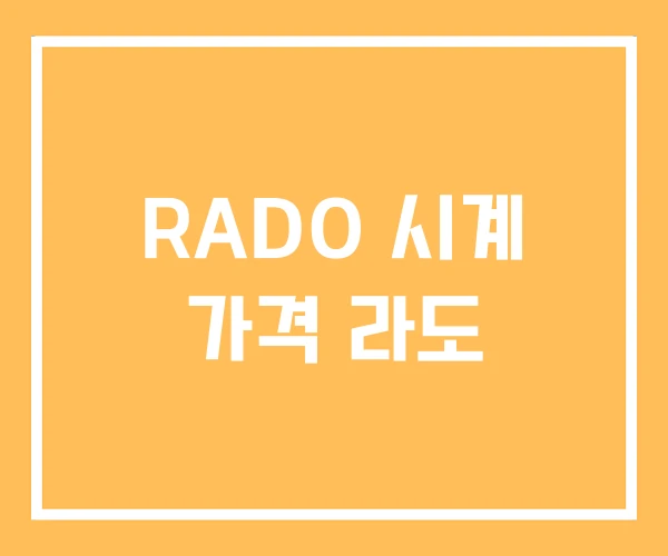RADO 시계 가격 라도