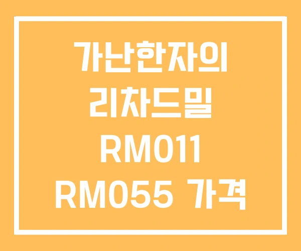 가난한자의 리차드밀 RM011 RM055 가격 가난한자의 리차드밀 RM011 RM055 가격