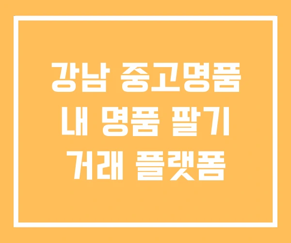 강남 중고명품 내 명품 팔기 거래 플랫폼