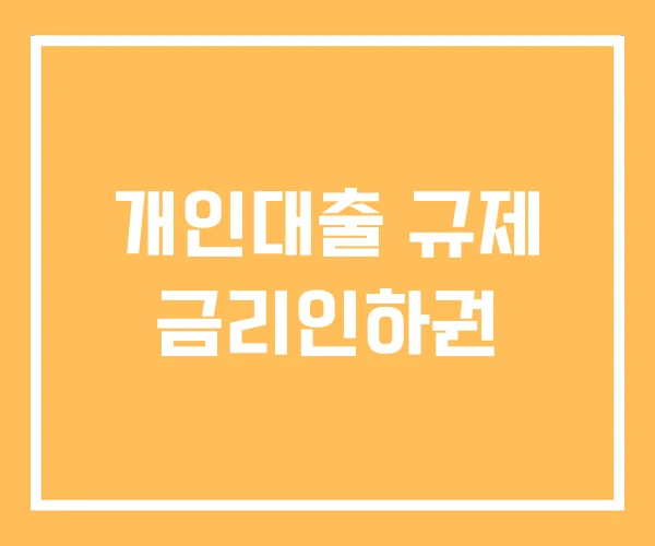 개인대출 규제 금리인하권 개인대출 규제 금리인하권