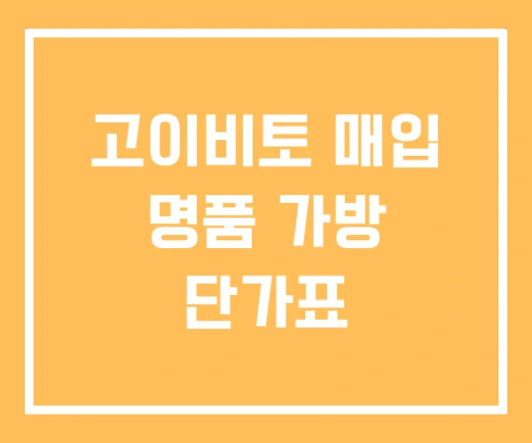 고이비토 매입 명품 가방 단가표 고이비토 매입 명품 가방 단가표