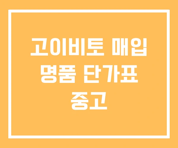 고이비토 매입 명품 단가표 중고