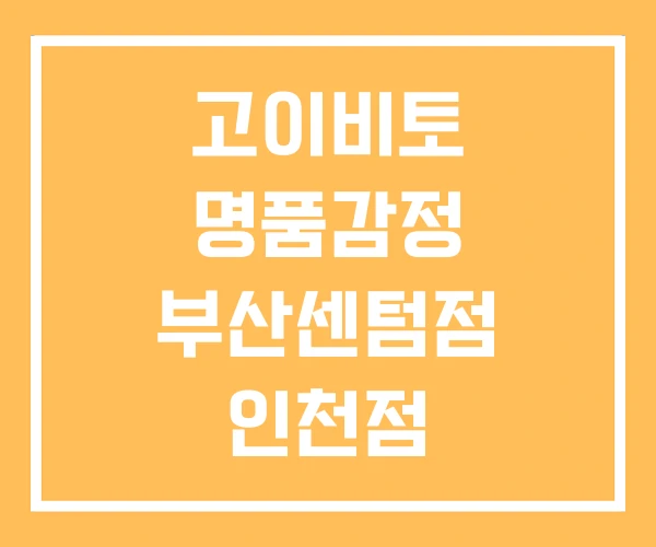 고이비토 명품감정 부산센텀점 인천점