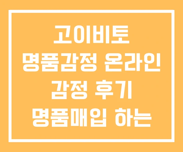 고이비토 명품감정 온라인 감정 후기 명품매입 하는 곳
