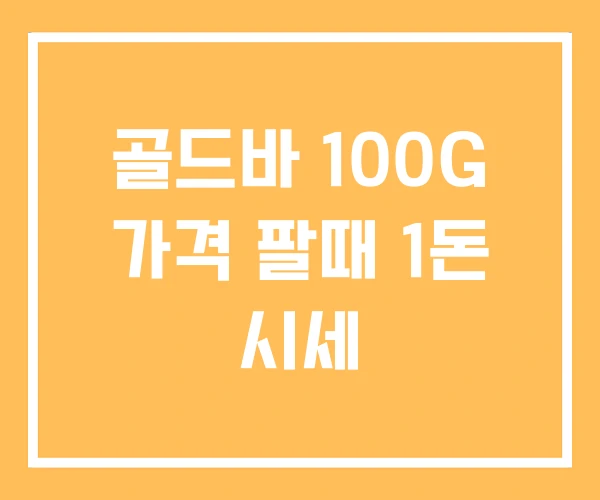 골드바 100G 가격 팔때 1돈 시세