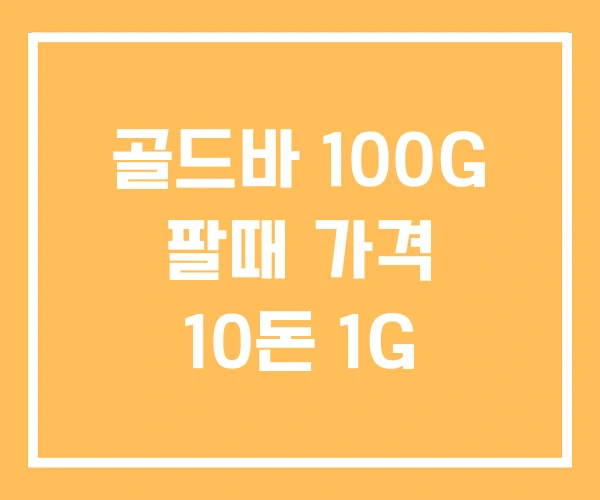 골드바 100G 팔때 가격 10돈 1G