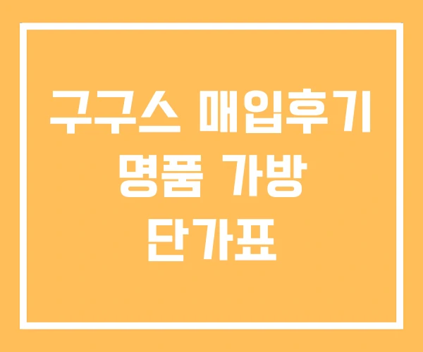 구구스 매입후기 명품 가방 단가표