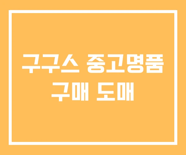 구구스 중고명품 구매 도매