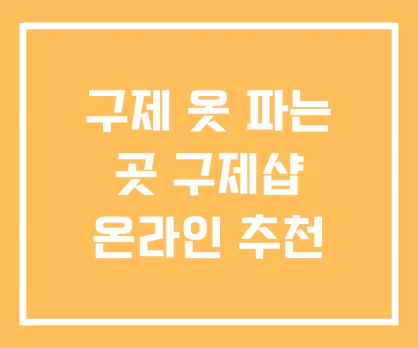 구제 옷 파는 곳 구제샵 온라인 추천