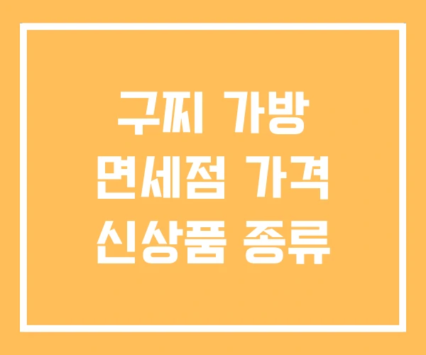 구찌 가방 면세점 가격 신상품 종류
