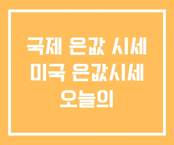 국제 은값 시세 미국 은값시세 오늘의