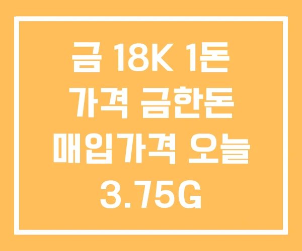 금 18K 1돈 가격 금한돈 매입가격 오늘 3.75G