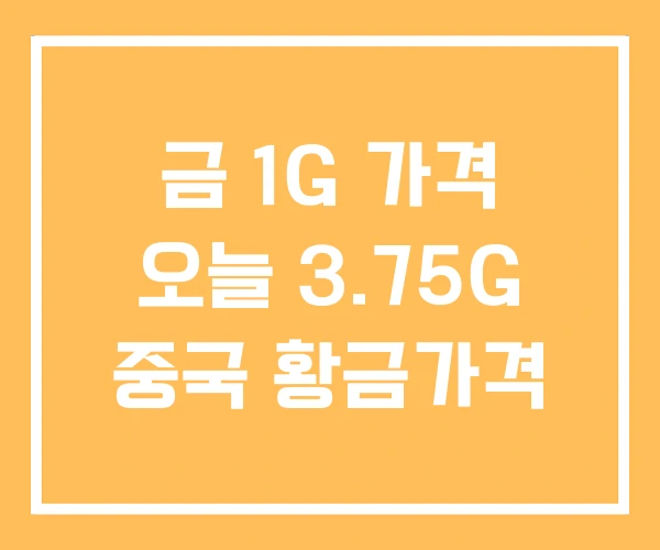금 1G 가격 오늘 3.75G 중국 황금가격