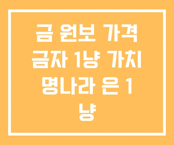 금 원보 가격 금자 1냥 가치 명나라 은 1 냥