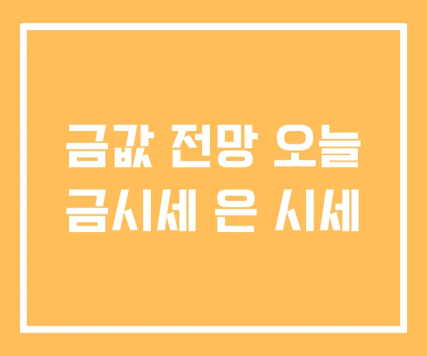 금값 전망 오늘 금시세 은 시세