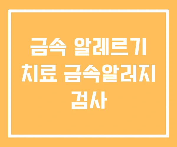 금속 알레르기 치료 금속알러지 검사