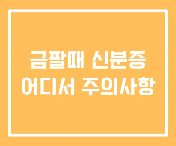 금팔때 신분증 어디서 주의사항 금팔때 신분증 어디서 주의사항