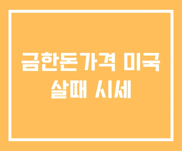 금한돈가격 미국 살때 시세