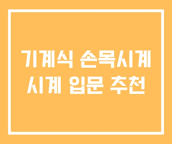 기계식 손목시계 시계 입문 추천 기계식 손목시계 시계 입문 추천